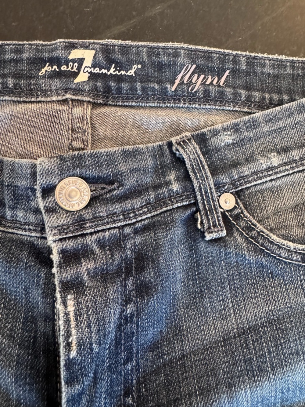 7 For All Mankind High-Rise Jeans in Dark Blue Wash